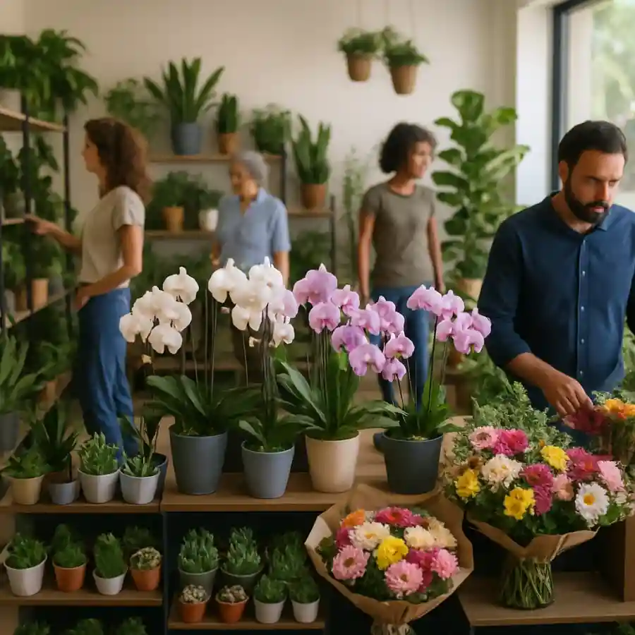 תצוגת צמחי נוי ועציצים בחנות מותאמת לפי סוגי הלקוחות והקנייה